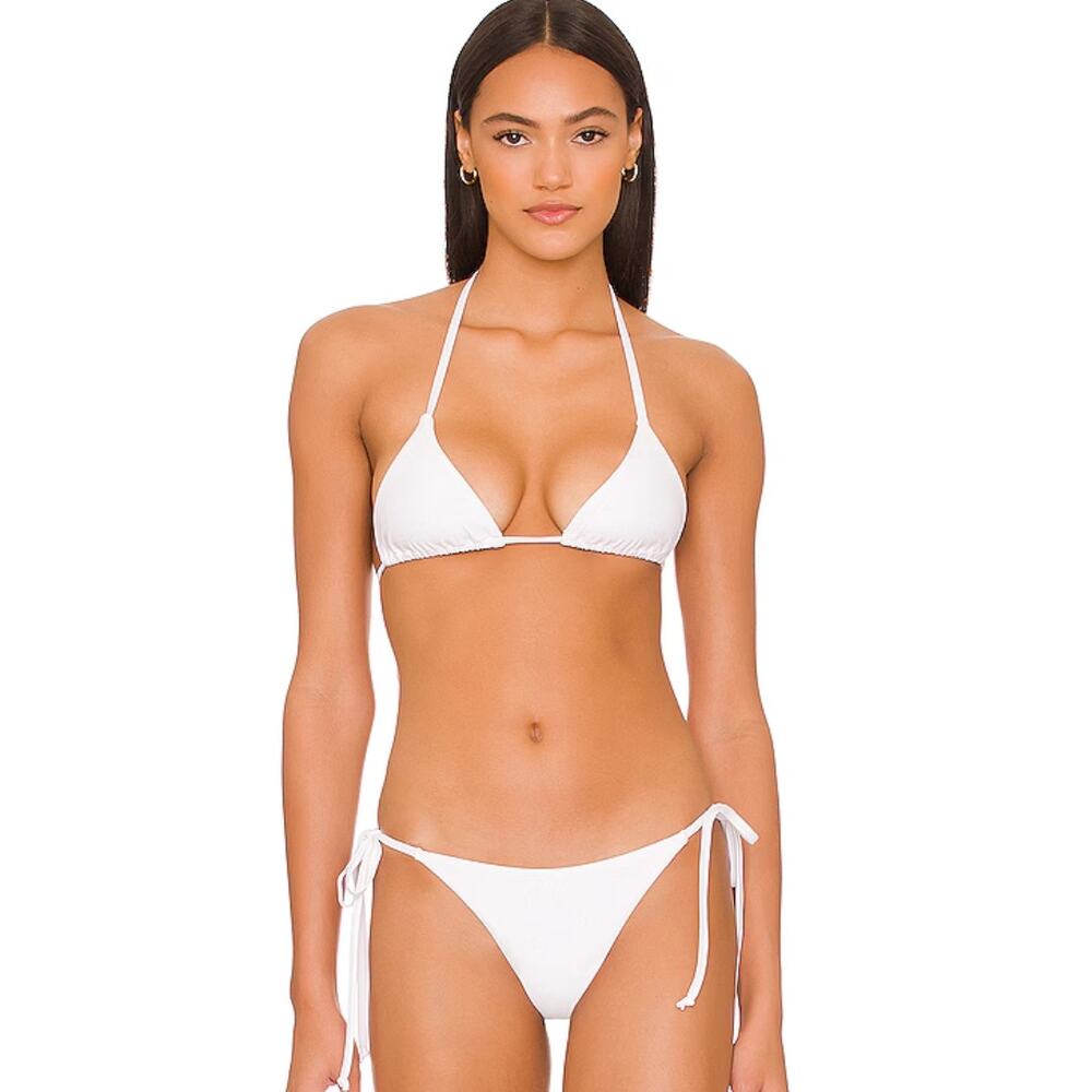 superdown White Triangle Tie Bikini Set